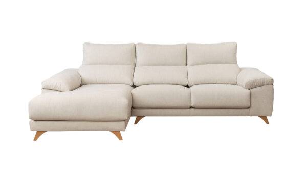 Sofa chaise long nordica con pata madera Dorian