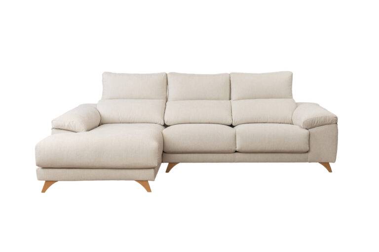 Sofa chaise long nordica con pata madera Dorian